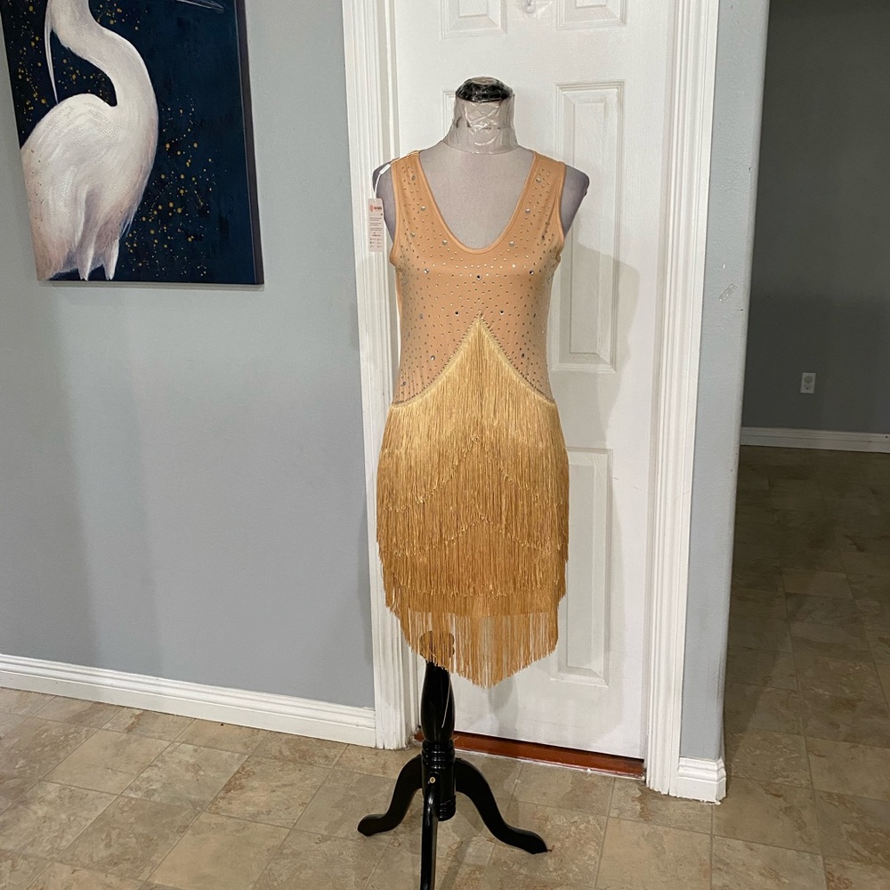 New Women Large Ballroom Latin Dance Competition Dress With Rhinestone